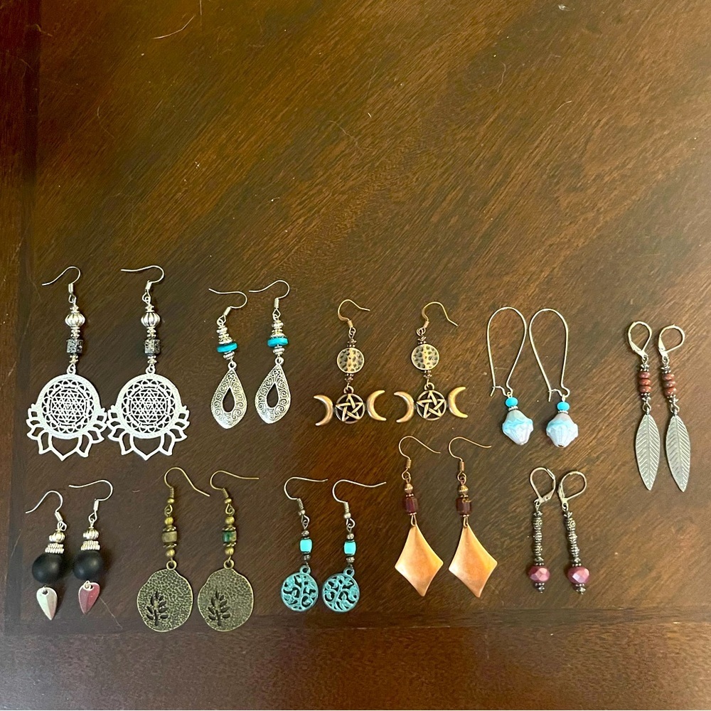 Earring Lot 10 Pair Hand Crafted Artisan Earrings NEW # 186 Bohemian Earrings